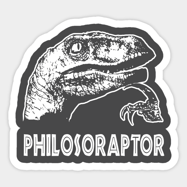 Philosoraptor T-Shirt Sticker by dumbshirts